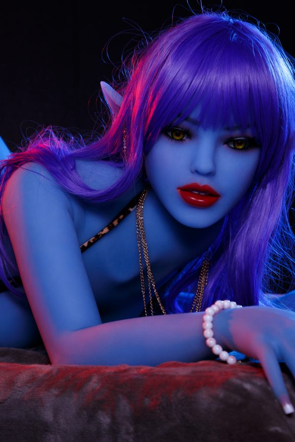 evil elf doll with blue skin color